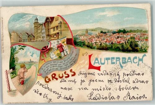 Lauterbach 1904 Ev. Stadtkirche Wappen Gedicht