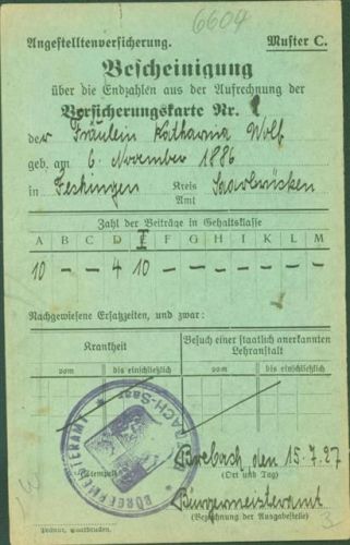 Brebach-Fechingen Angestelltenversicherung Bescheinigung über die Endzahlen aus der Aufrechnung