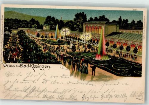 Bad Kissingen 1899 Kurgarten bei Nacht