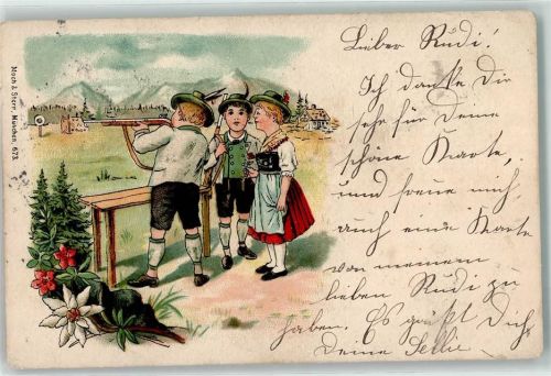 1900 Schiessübung Kind Tracht Verlag Stern Nr. 673