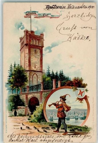 Hameln 1900 Gruss vom Klüt Rattenfänger Lithographie Märchen