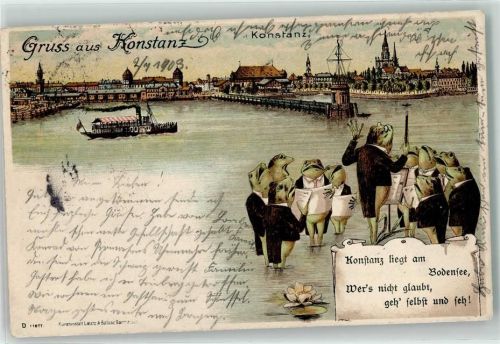 Konstanz 1903 Hafen Dampfer Froschchor