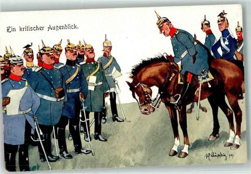 Ein kritischer Augenblick Reiter Pickelhaube Uniform Soldaten BKW I Nr 335-6