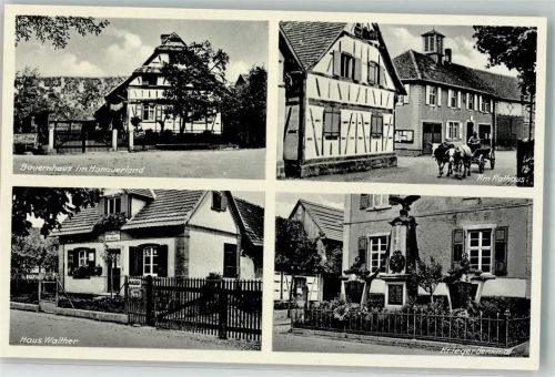 Helmlingen Bauernhaus im Hanauerland Am Rathaus Ochsenkarren Haus Walther Kriegerdenkmal