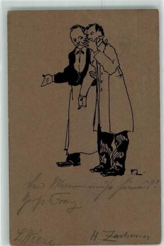 Hannover 1907 Mann Wirt Flüstern sign. F. L. Ort lt. Stempel
