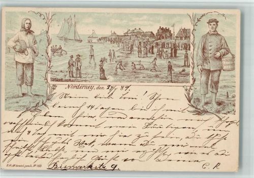 Norderney Vorläufer 1889 sehr selten Lithographie