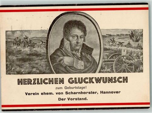 Hannover 1935 Glückwunsch z. Geburtstag Verein ehem. von Scharnhorster