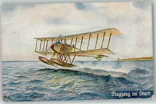 Flugzeug am Start Wasserflugzeug Künstlerkarte