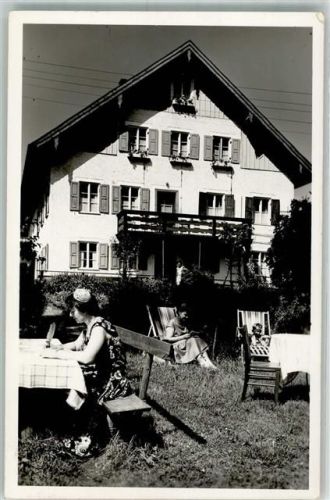 Unterammergau Pensionshaus Garten Sonnenliegen Ort handschriftlich