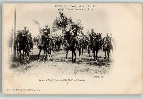 1901 Fetes Franco-Russes de 1901 Manöver Nr. 27 Zar Nicolas II und Escorte