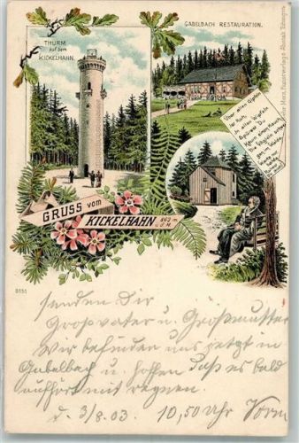 Ilmenau 1903 Turm a. d. Kickelhahn Goethehäuschen