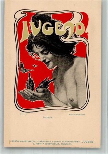 Erotik Jugend Postkarte III 3 Praxedis Gebrauchsspuren Scan genau beachten