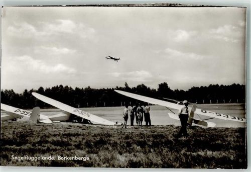 Lüdinghausen Segelflieger auf Flugplatz Borkenberge Foto AK Karte beschnitten