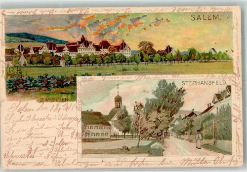 Salem 1901 Salem und Stephansfeld von J. Mieler Lithographie