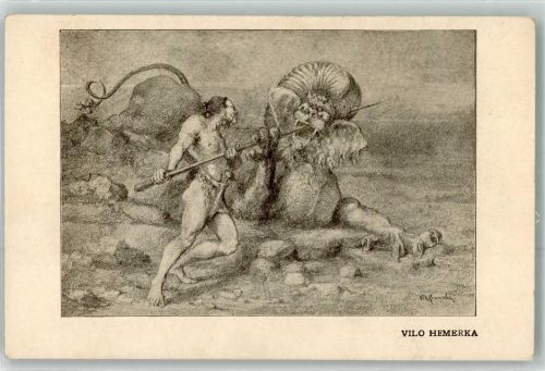 sign. Vilo Hemerka Mythologie Kampf mit einem Ungeheuer