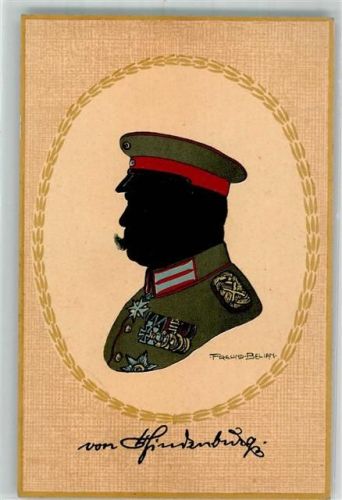 1915 sign. Belian, Freund Scherenschnitt Profilbild des Generalfeldmarschalls