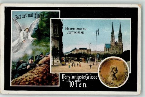 Wien Maximilianplatz u. Votivkirche Kaiser Franz Josef I. Engel