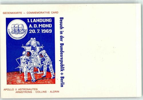 Gedenkkarte 1. Landung a.d. Mond 1969 u. Sonderstempel