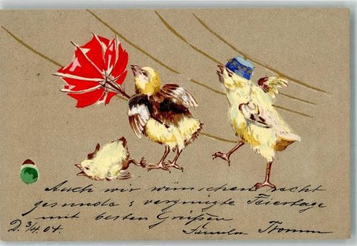 1904 Ostern vermenschlicht Regenschirm