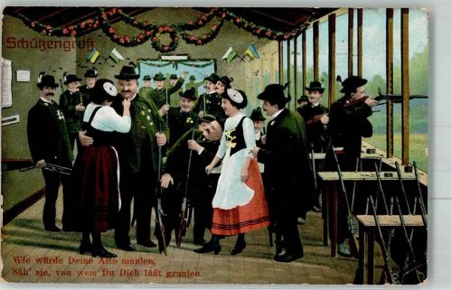 1911 Serie 674/1 Scheibenschießen Schützenliesel Bier Gewehre Schützen