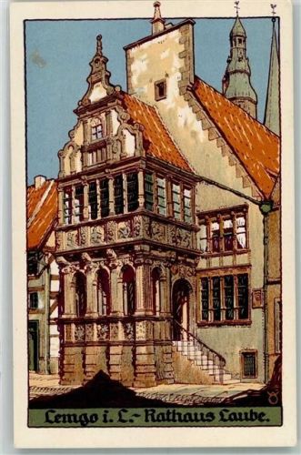 Lemgo 1931 Aquarell der Rathaus-Laube