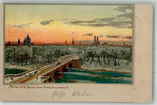 München 1902 Pferdebahn auf der Brücke Zieher, Ottmar Nr. 1044