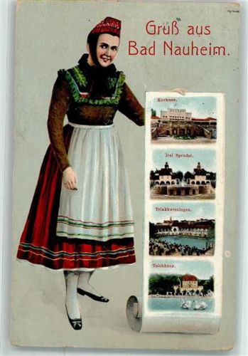 Bad Nauheim 1914 Volkstracht Teichhaus Trinkkuranlagen Drei Sprudel Verlag Ottmar Zieher-München