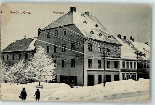 09619 O9215 Sayda - Rathaus Kinder Winter