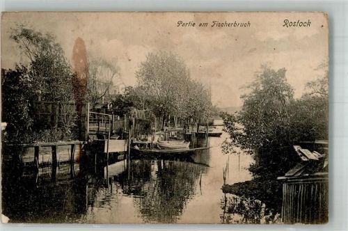 18055 O2500 Rostock 1908 Gebrauchsspuren Partie am Fischerbruch