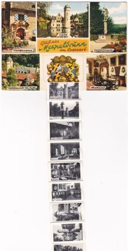 Mespelbrunn ausziehbarer Papierstreifen Schloss Schlossbrunnen Ahnensaal Wappen