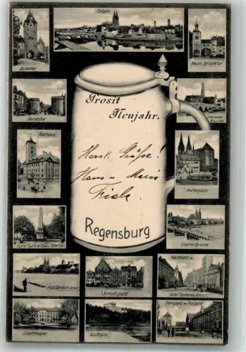 Regensburg 1904 Prosit Bierhumpen Denkmal Thurn und Taxis Postamt Marktplatz