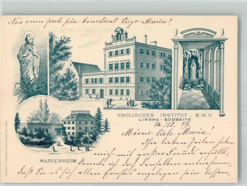 Lindau 1919 Lithographie Englisches Institut B.M.V. Marienheim KEINE AK