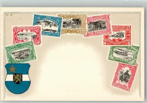 Kinshasa Wappen Briefmarkenkarte