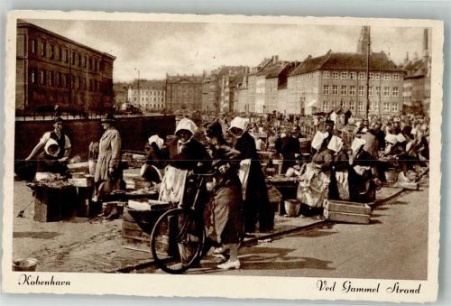 Kopenhagen 1939 Marktszene Hafen