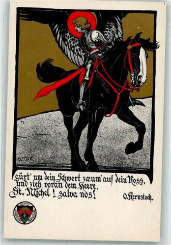 Karte Nr. 87 Deutscher Schulverein , St. Michel mit Schwert sign. Friedrich Gsur - Propaganda WK I