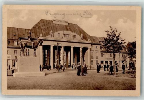 O7000 Leipzig Eingang Standbild des König Friedrich August Gewerbeausstellung 1913 Gebrauchsspuren