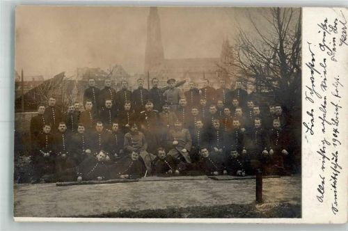 Neu-Ulm 1904 WK I Gruppenfoto Uniform Ort lt. Stempel