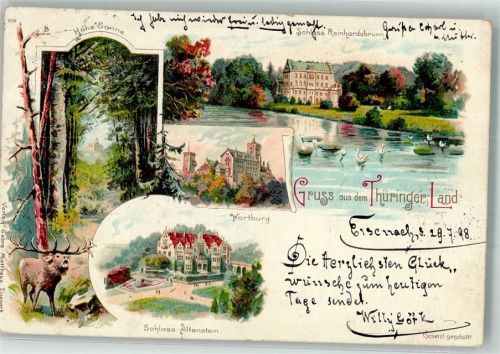 Eisenach 1898 Wartburg Schloss Reinhardsbrunn Hohe Sonne Schloss Altenstein