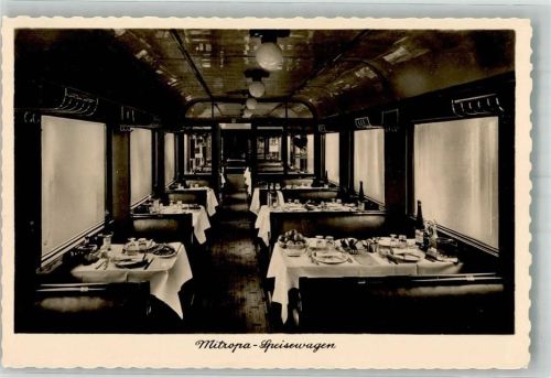 Mitropa Interieur gedeckter Tisch Speisewagen 1943 Foto AK