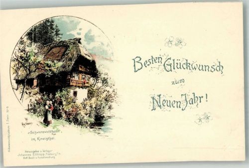 1900 Neujahr Verlag Elchlepp I. Serie Nr. 6 Schwarzwaldkarte