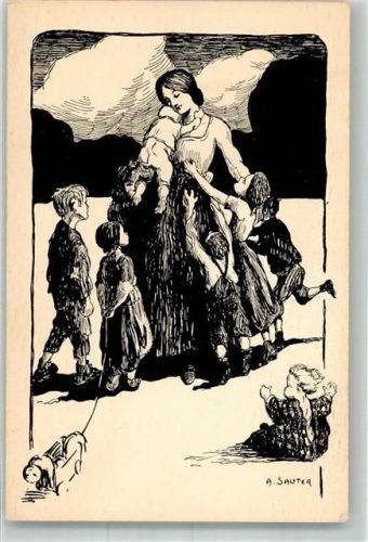 sign. Albert Sauter Frau mit vielen Kindern Stempel: Groupe des Stagiaires Regents