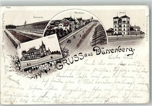 Bad Dürrenberg 1897 Lithographie Gradierwerk Bahnhof Kurhaus Einriß