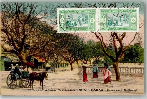 Dakar 1918 Boulevard National Eselkarren Tracht Briefmarke Bildseite