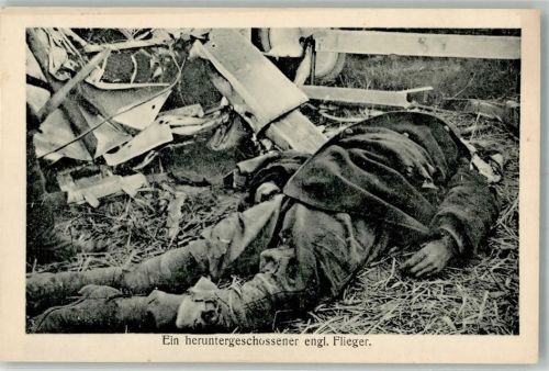 Heruntergeschossener engl. Flieger Flugzeuge WK I
