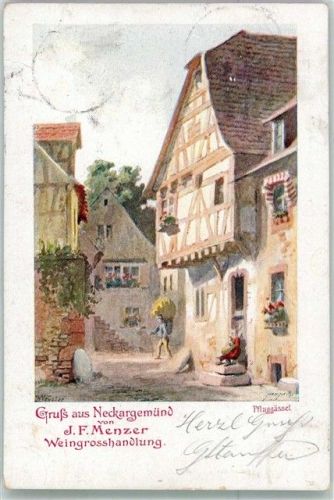 Neckargemünd 1899 Pfluggässel Weingroßhandlung J.F. Menzer