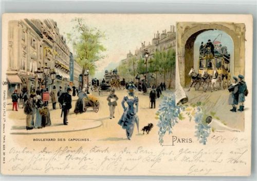 Paris 1900 Postkutsche Boulevard des Capucines