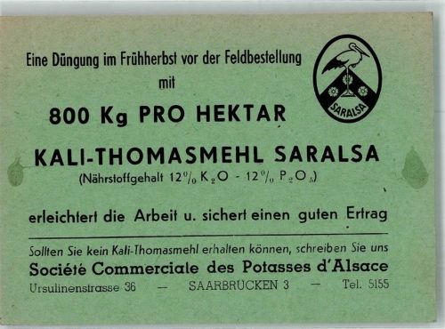 Saarbrücken 1949 Kali-Thomasmehl Saralsa