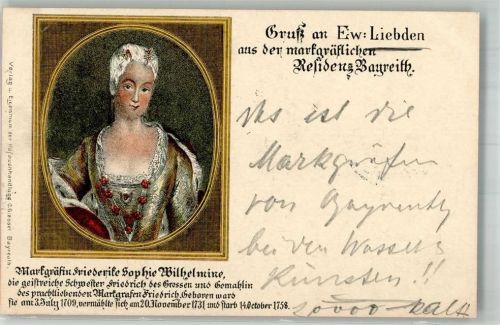 Bayreuth 1899 Markgräfin F. Sophie Wilhelmine Adelskorrespondenz