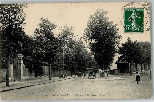 Vanves 1908 La Boulevard du Lycée Briefmarke Bildseite