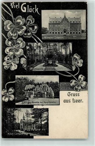 Leer 1909 Kloster Toretto Waldkapelle Lourdes Grotte Haus Loretto